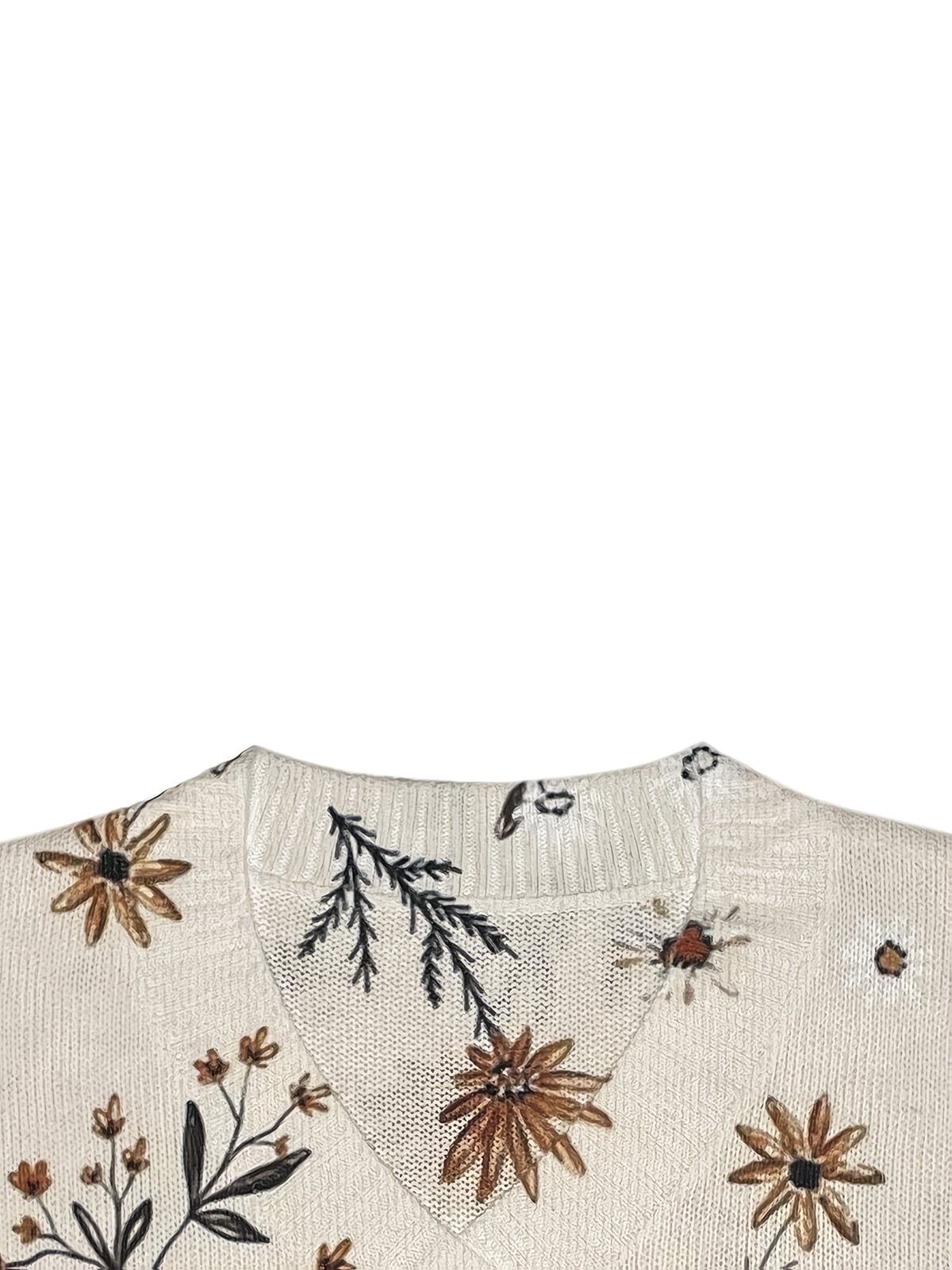 dames trui met v-hals en bloemenprint