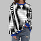 dames trui oversized met gestreept patroon in zwart
