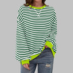 dames trui oversized met gestreept patroon in groen