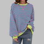 dames trui oversized met gestreept patroon in roze