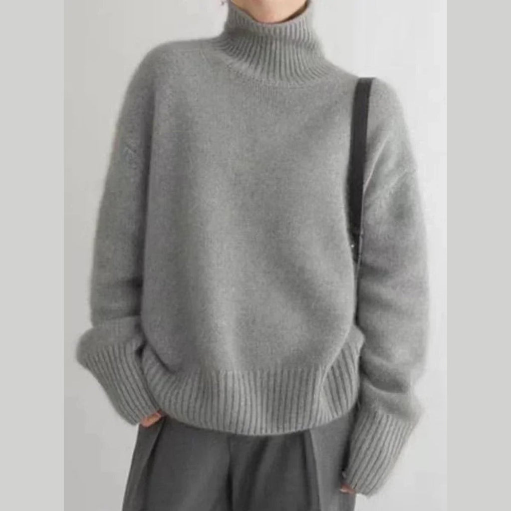 dames trui oversized met rolkraag in grijs