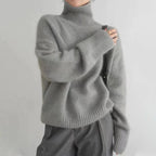 dames trui oversized met rolkraag in grijs