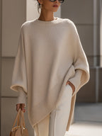 dames trui oversized met ronde hals in beige