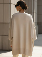 dames trui oversized met ronde hals in beige