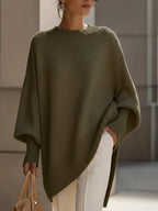 dames trui oversized met vleermuismouwen in legergroen
