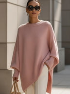 dames trui oversized met vleermuismouwen in roze