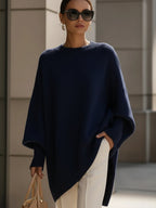 dames trui oversized met vleermuismouwen in marineblauw