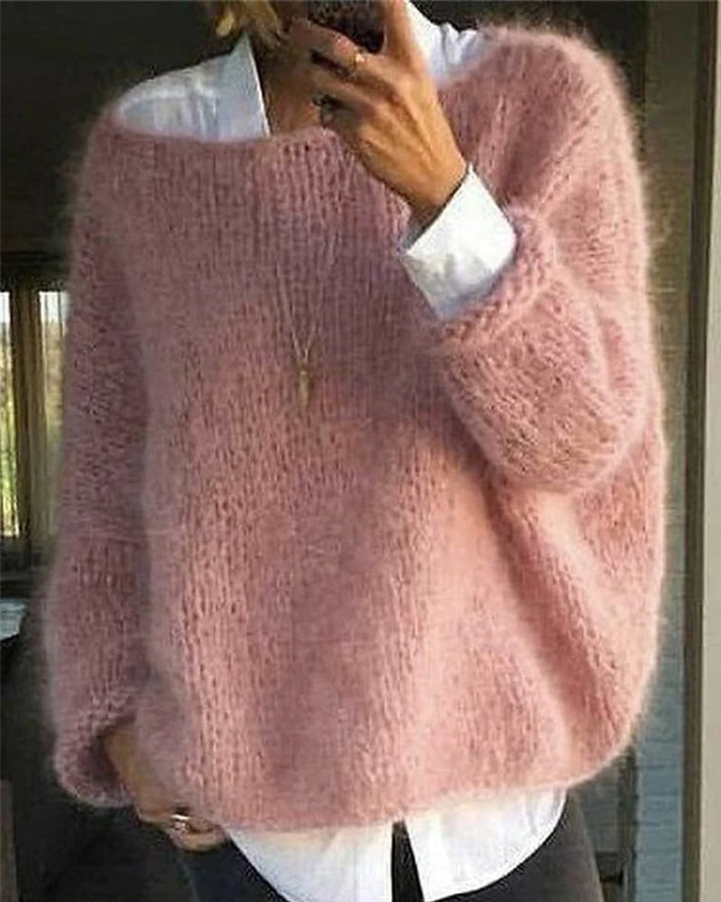 dames trui renate oversized met ronde hals in roze