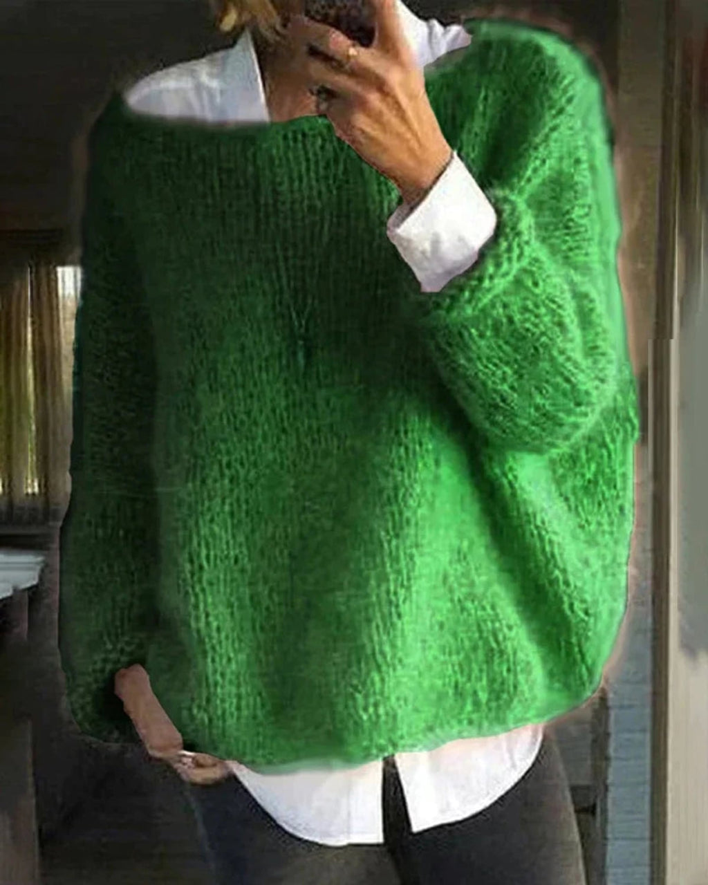 dames trui renate oversized met ronde hals in groen