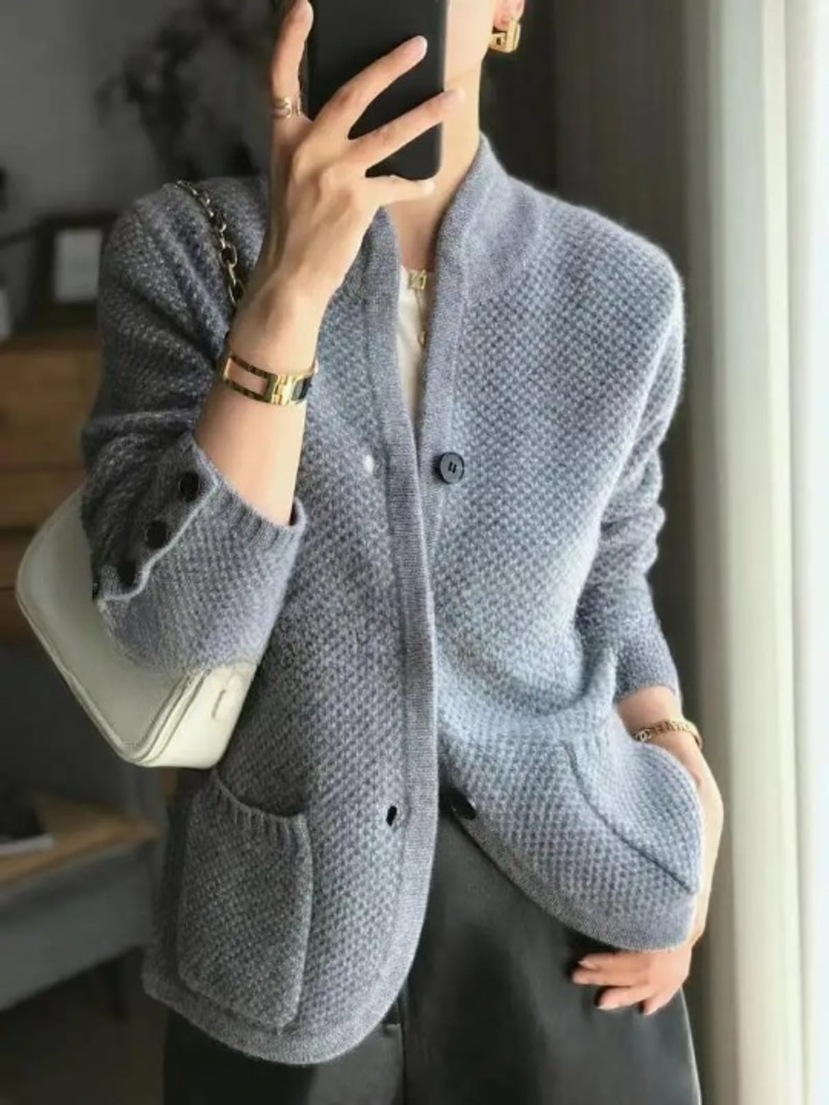 dames vest met knoopsluiting in grijs