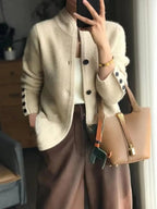 dames vest met knoopsluiting in beige