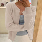 dames vest met ronde hals en knoopsluiting in beige