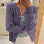 dames vest met ronde hals en knoopsluiting in mauve