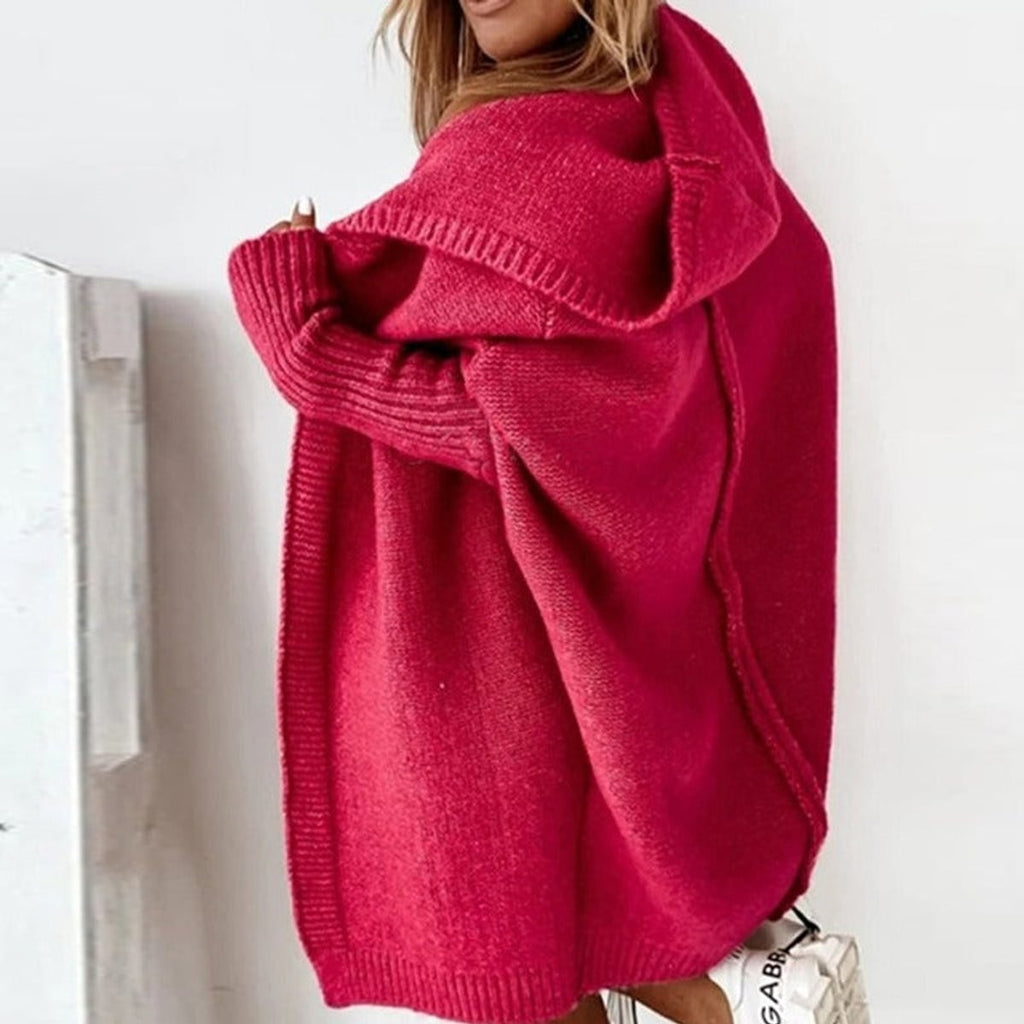 dames vest oversized met capuchon in rood