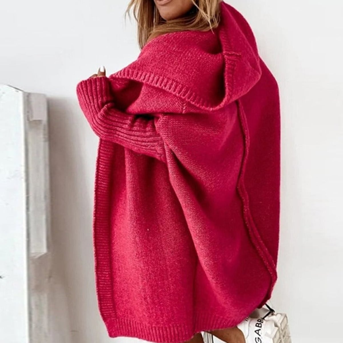 dames vest oversized met capuchon in rood