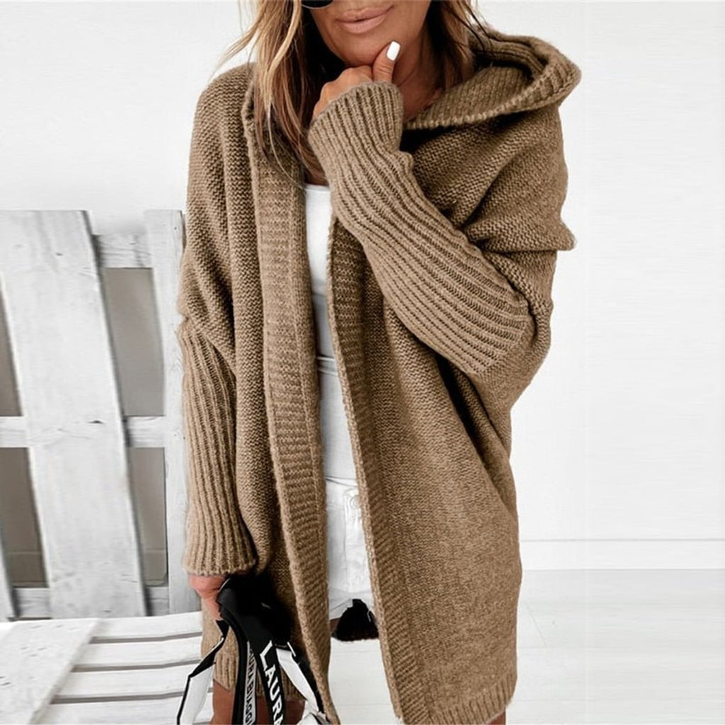 dames vest oversized met capuchon in khaki