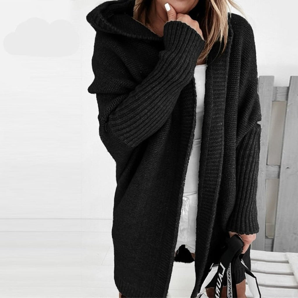 dames vest oversized met capuchon in zwart