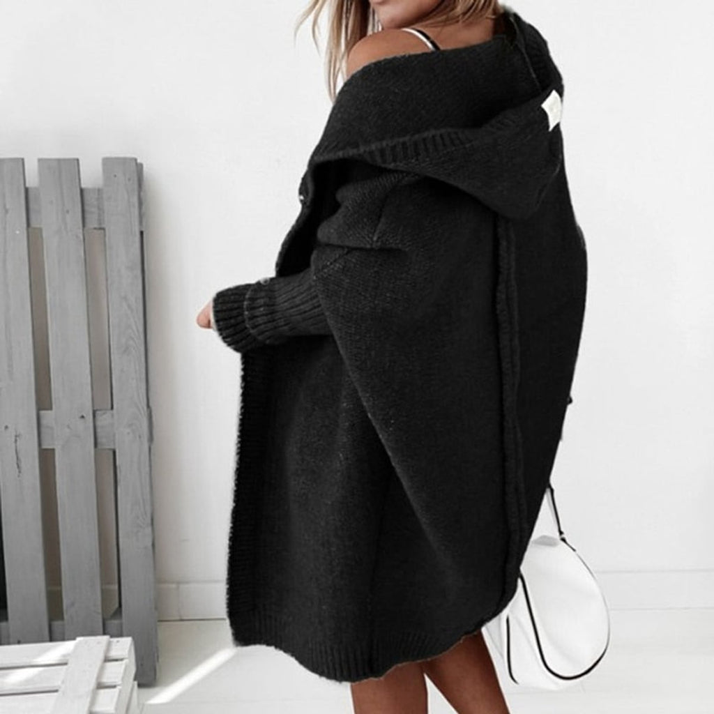 dames vest oversized met capuchon in zwart
