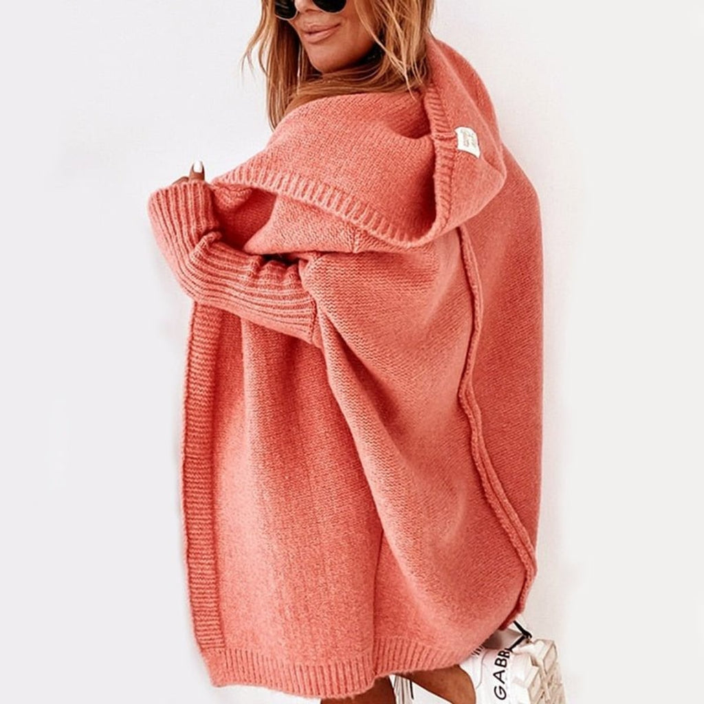 dames vest oversized met capuchon in oranje