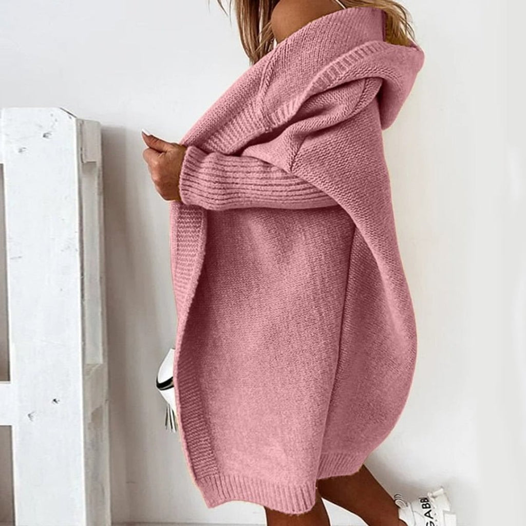 dames vest oversized met capuchon in roze