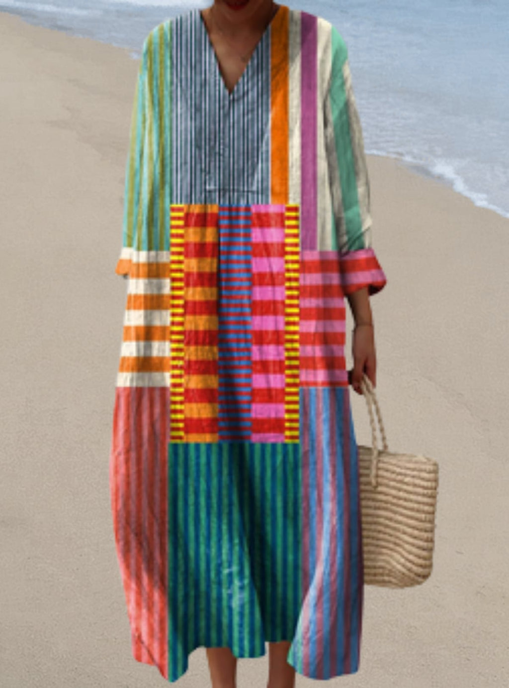 dames vloeiende wikkeljurk met print in stijl 5