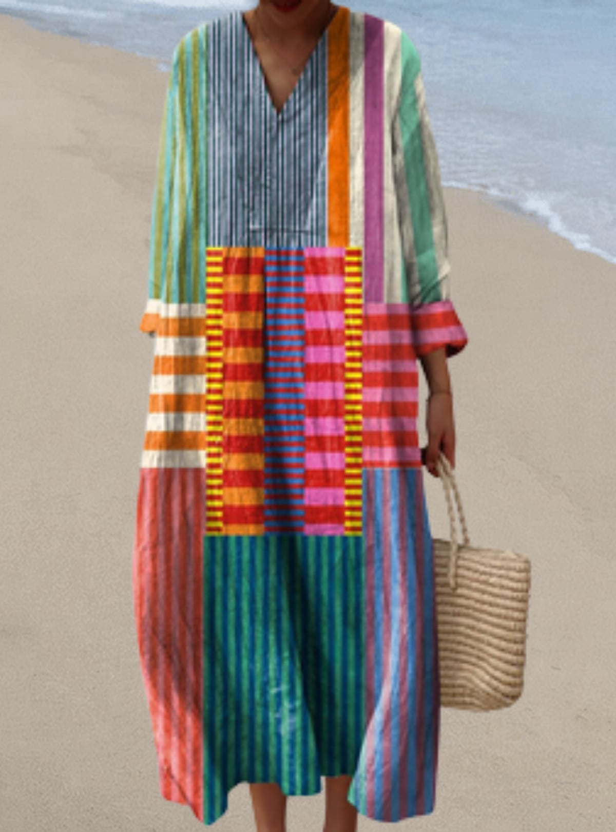 dames vloeiende wikkeljurk met print in stijl 5