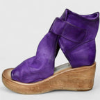 dames wedge sandalen met gesp in paars