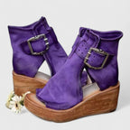 dames wedge sandalen met gesp in paars