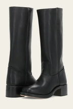 dames western kniehoge laars met blokhak in zwart