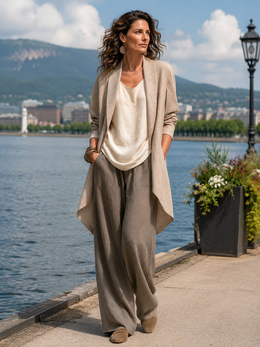 dames wide leg broek met elastische taille