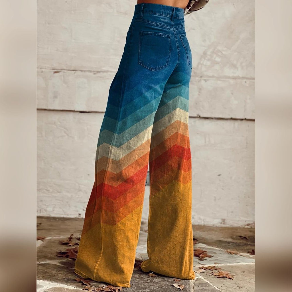 dames wide leg broek met hoge taille