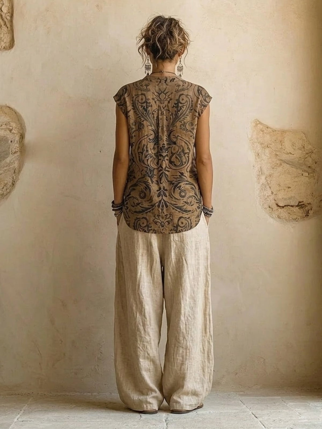 dames wide leg broek met trekkoord taille