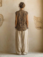 dames wide leg broek met trekkoord taille