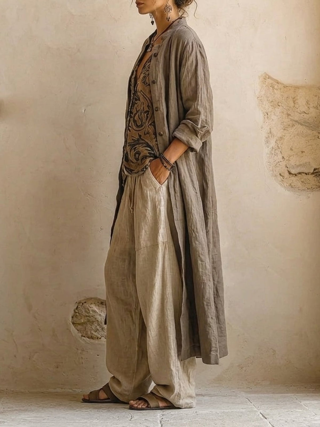 dames wide leg broek met trekkoord taille