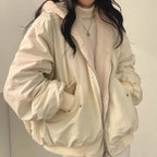 dames winterjas oversized met sherpa voering in beige