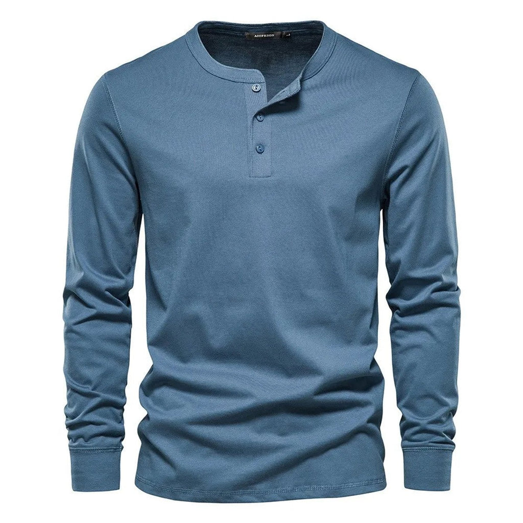 henley shirt heren klassiek in lichtblauw voor heren