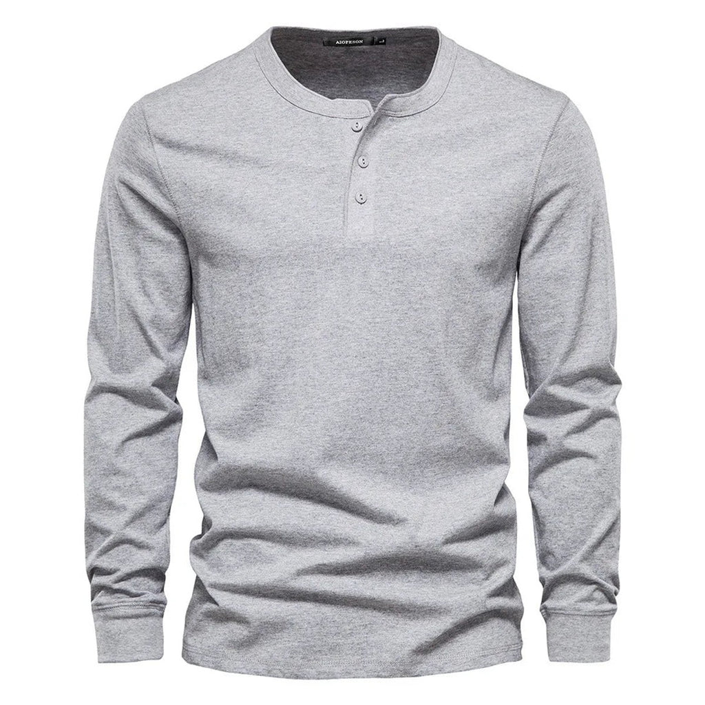 henley shirt heren klassiek in lichtgrijs voor heren