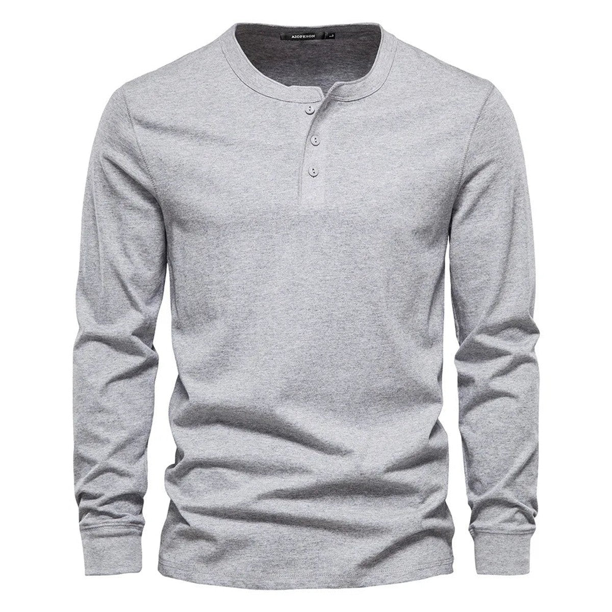 henley shirt heren klassiek in lichtgrijs voor heren