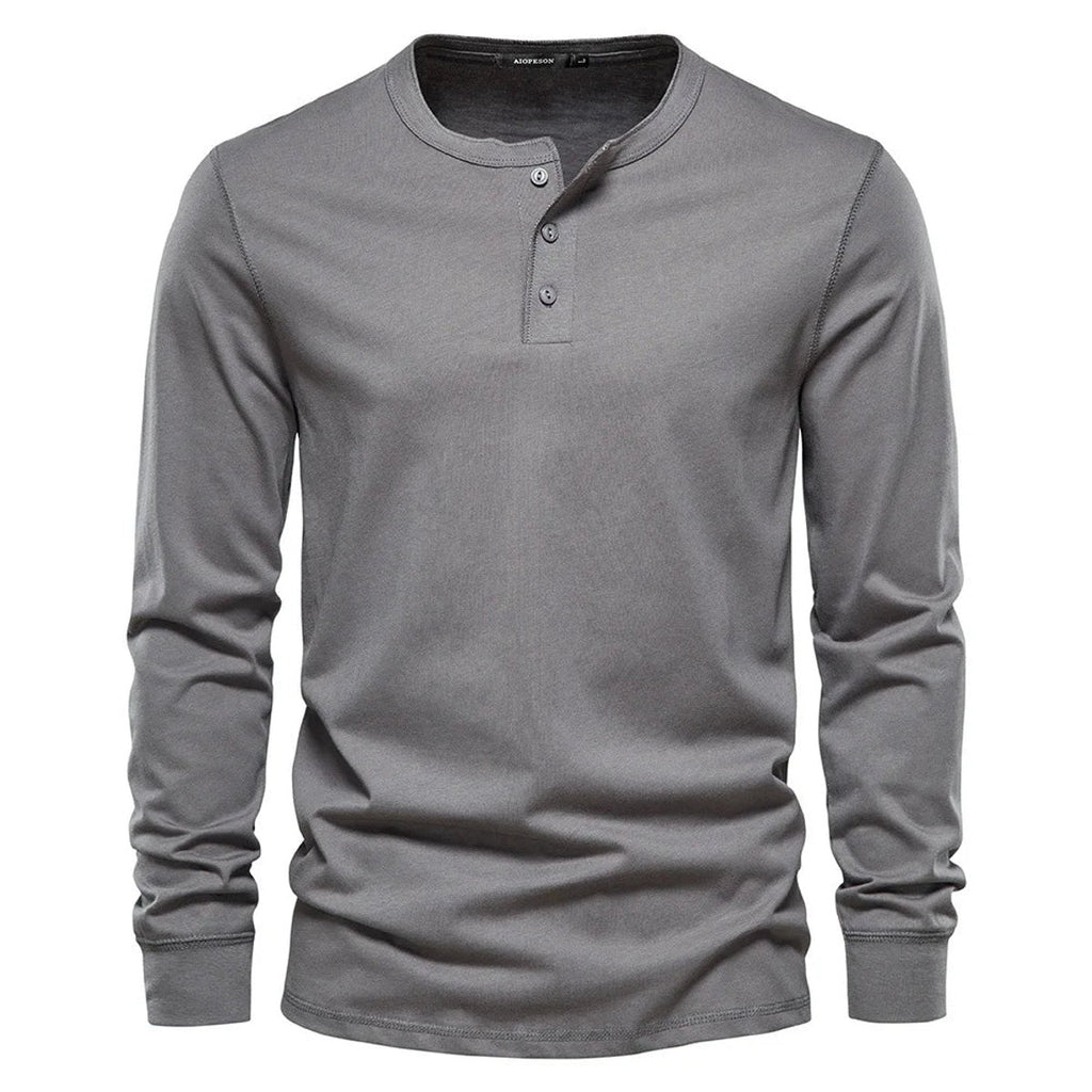 henley shirt heren klassiek in donkergrijs voor heren