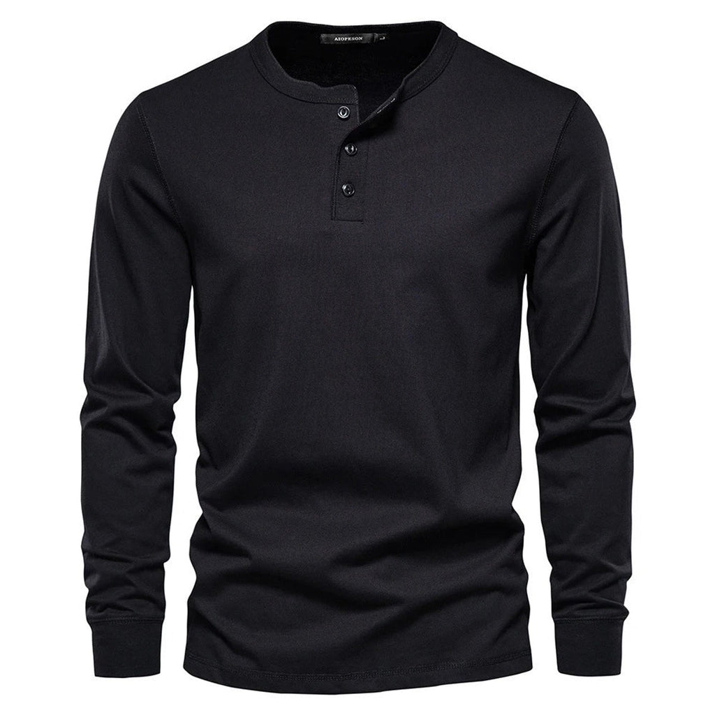 henley shirt heren klassiek in zwart voor heren