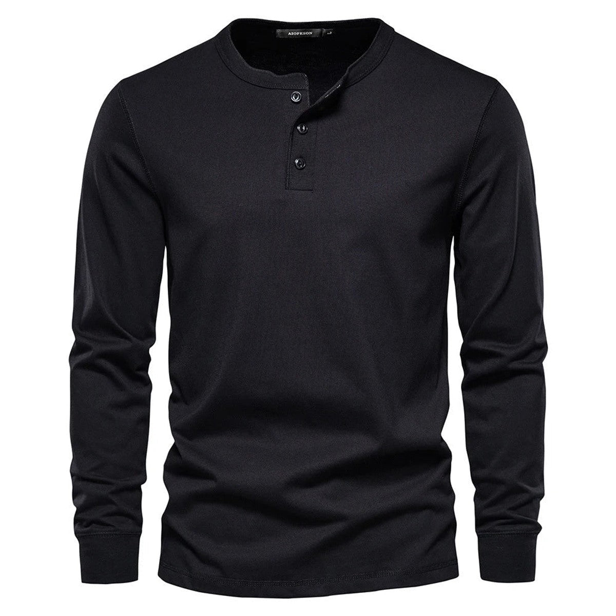 henley shirt heren klassiek in zwart voor heren