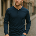 henley shirt heren klassiek in marineblauw voor heren