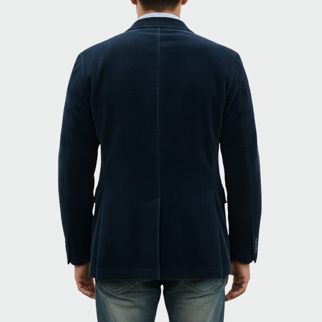 heren blazer set met vest in blauw