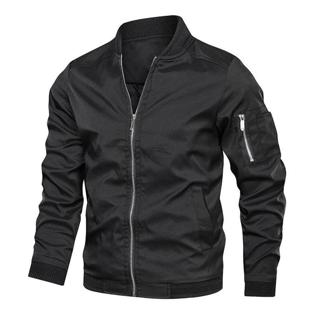 heren bomber jacket met rits zwart