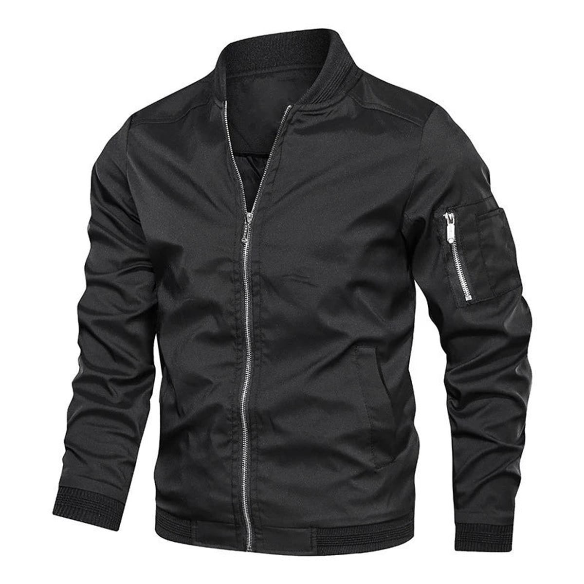 heren bomber jacket met rits zwart
