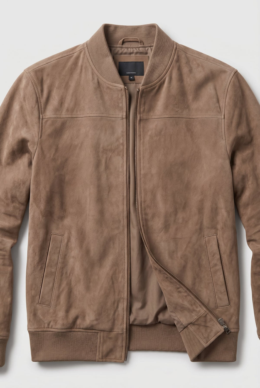 heren bomberjack met rits in beige