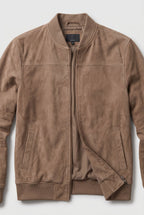 heren bomberjack met rits in beige
