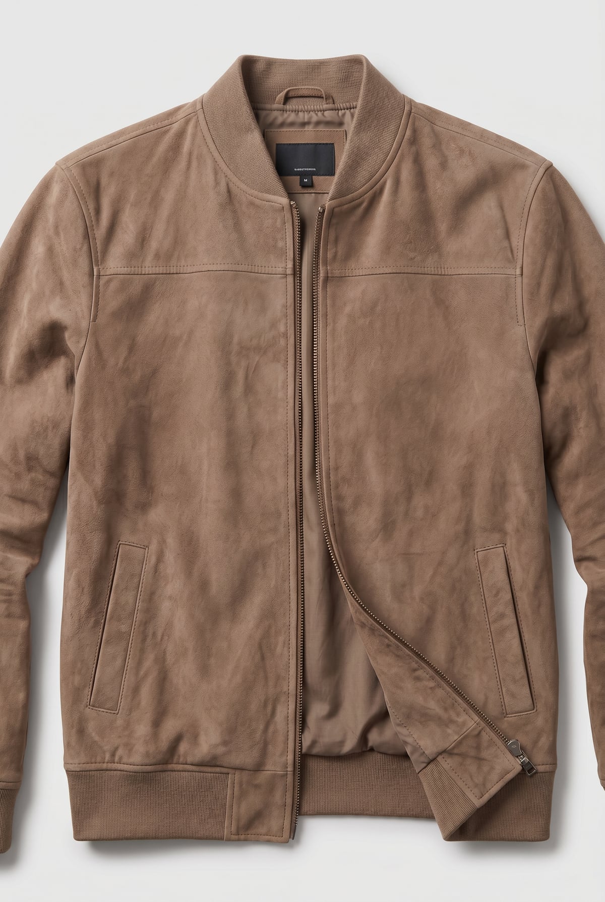 heren bomberjack met rits in beige