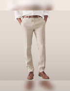 heren broek regular fit met rits en knoop in beige