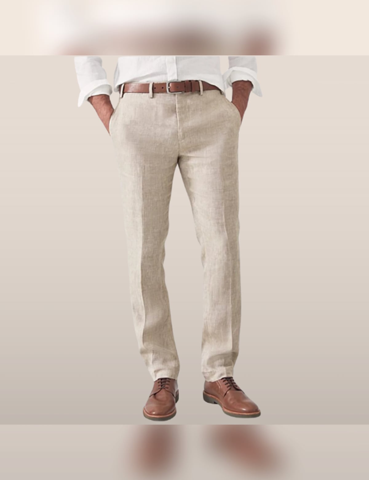 heren broek regular fit met rits en knoop in beige